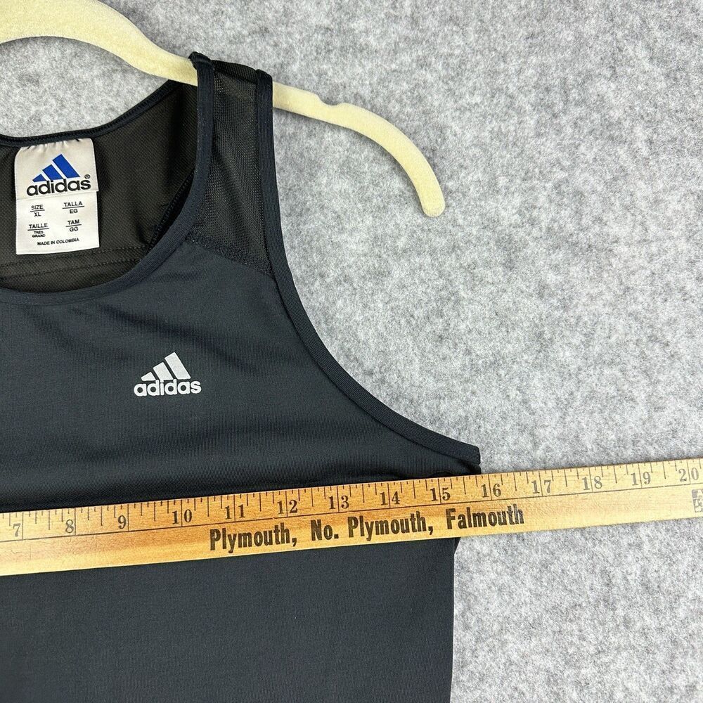 Adidas Tank Top Womens XL Black Stretch Logo Racerback Mesh Back Athleisure Gym - Picture 7 of 12